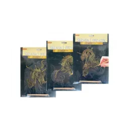 Škrabací obrázok zlatý Jednorožec A4 20,3x25,4cm 3 druhy na karte