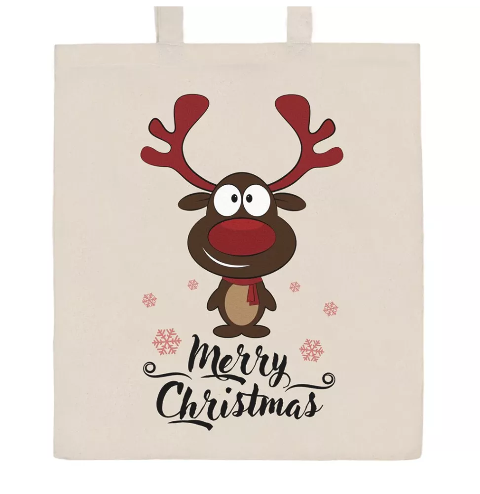 Bavlnená nákupná taška prírodná s potlačou New Baby Merry Christmas